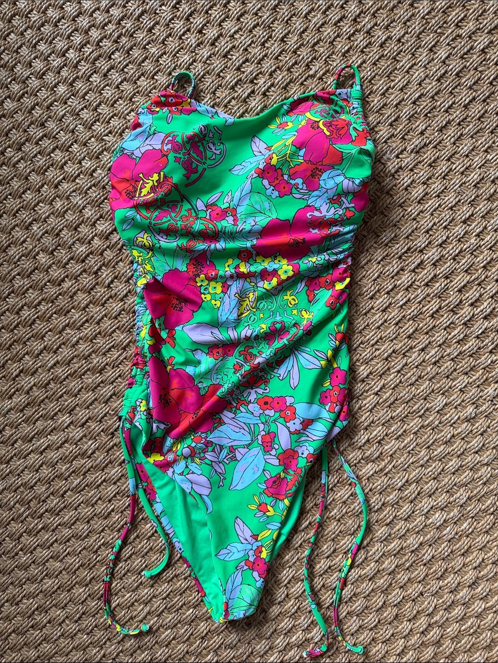 Roller Rabbit Green Floral Ashbury One-Piece Swimsuit XS